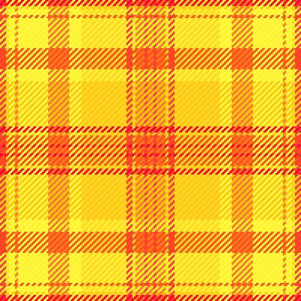 Vibrant yellow and orange plaid pattern. Perfect for textile design, website backgrounds, or cheerful branding. This bright, energetic texture evokes warmth, happiness, and summer. vector