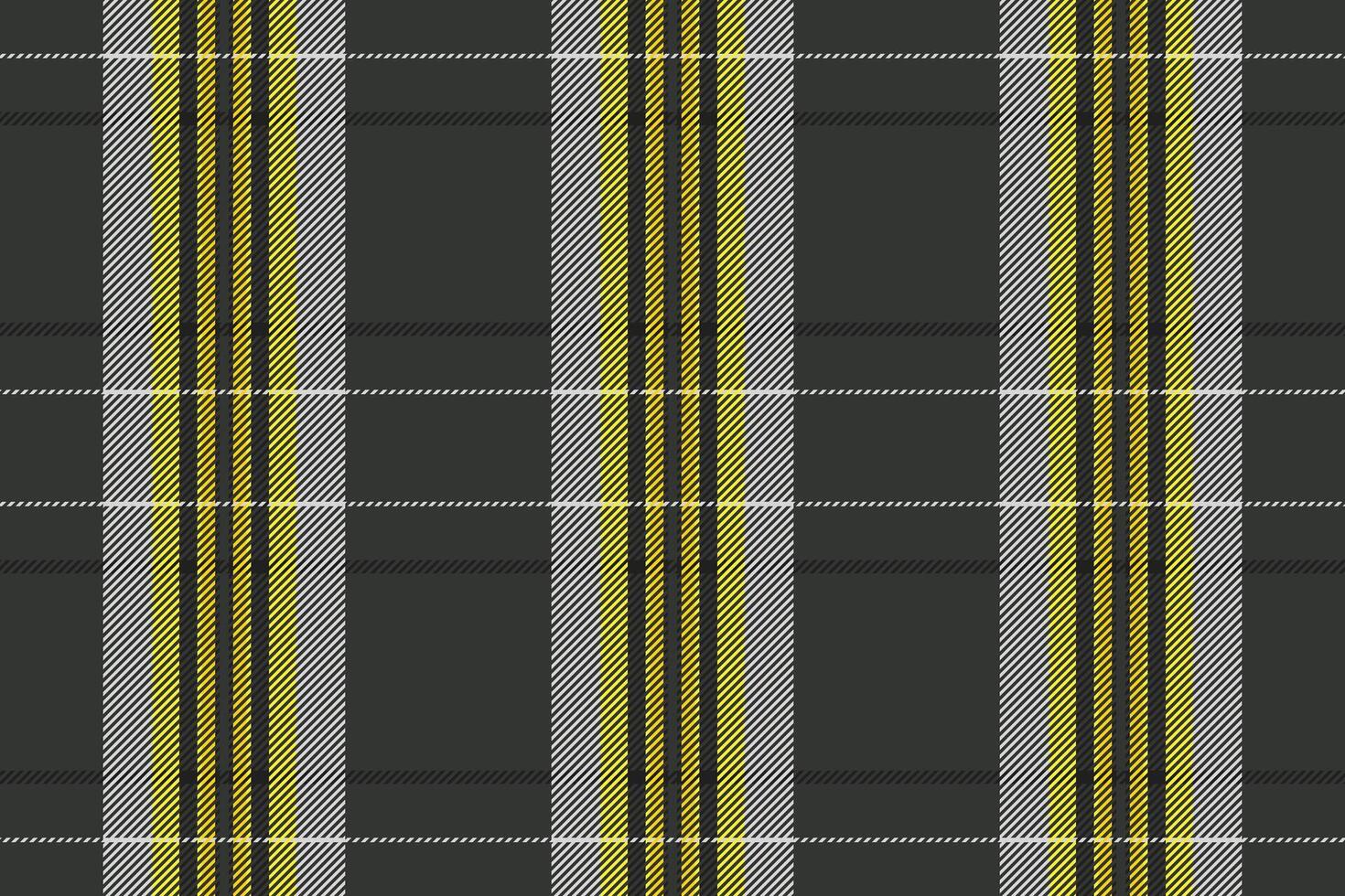 Stylish dark grey, gold, and silver plaid pattern. Perfect for textile design, fashion, website backgrounds, or packaging. vector