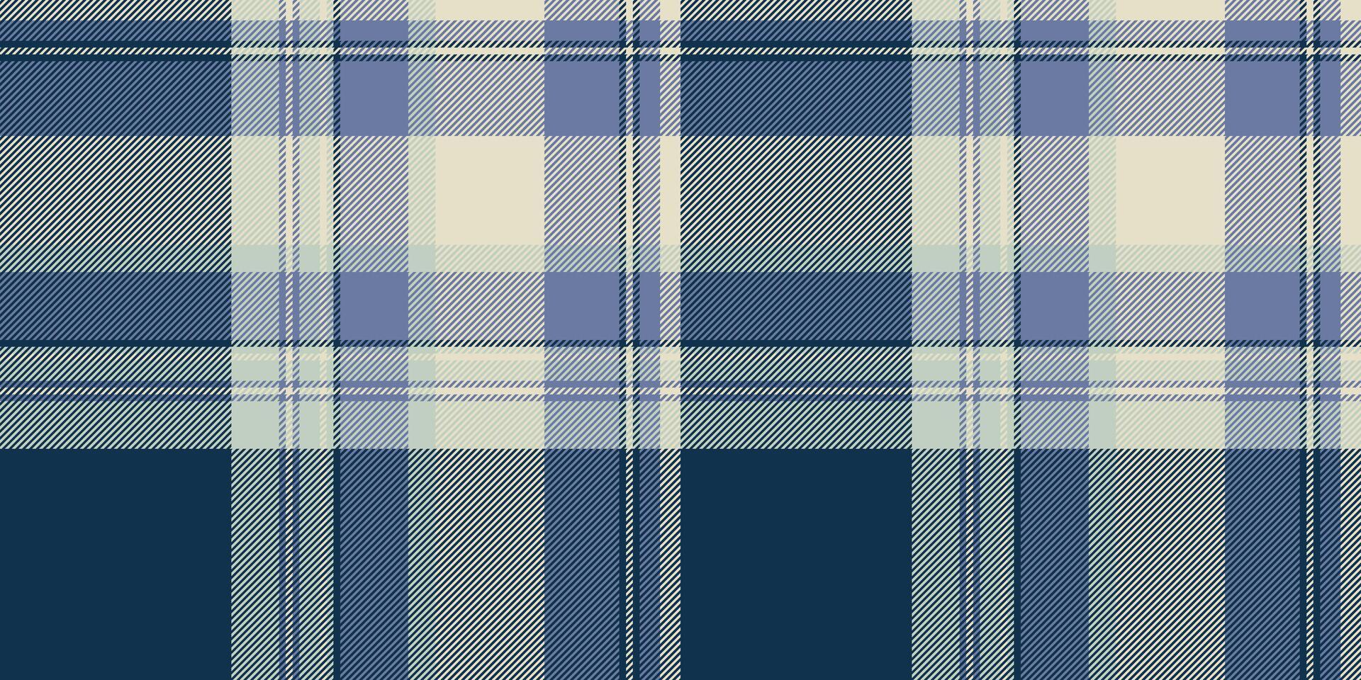 Elegant cream, blue, and navy plaid pattern. Perfect for textile design, apparel, or website backgrounds. Subtle yet sophisticated, this image evokes feelings of warmth and comfort. vector