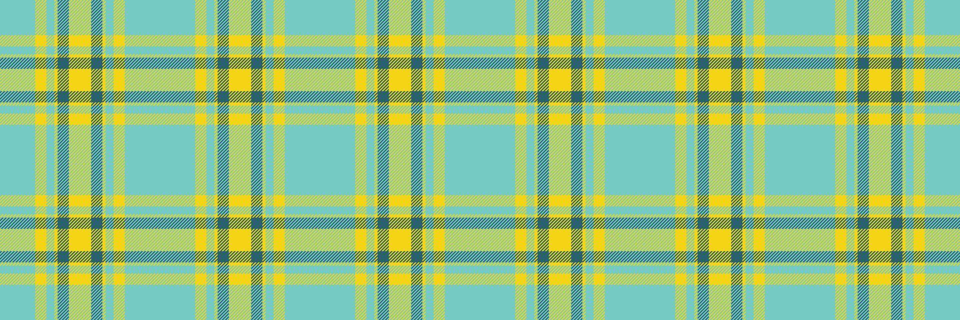 Vibrant teal and yellow plaid pattern. Perfect for textile design, website backgrounds, or cheerful branding. This seamless texture evokes feelings of summer, optimism, and fresh style. vector