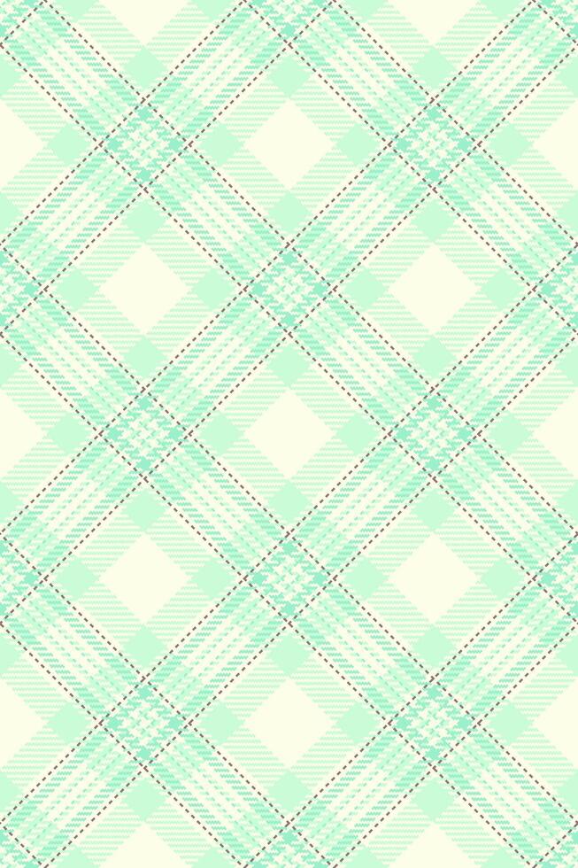Invite plaid textile fabric, paint seamless texture tartan. Relax check background pattern in light and mint colors. vector