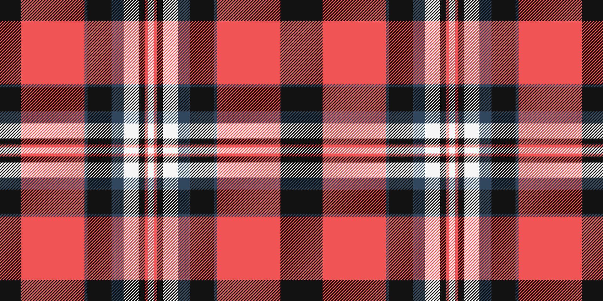 Vibrant coral and black plaid pattern. Perfect for textile design, fashion, websites, or wrapping paper. This seamless texture offers a bold, stylish, and modern feel. vector