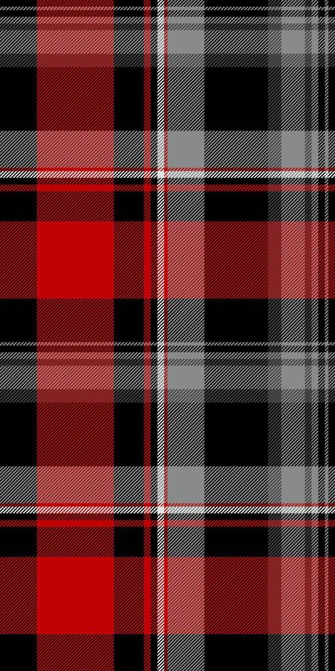 Striking red, black, and grey plaid pattern. Perfect for textile design, fashion, or website backgrounds. This bold geometric texture evokes feelings of warmth and tradition. vector
