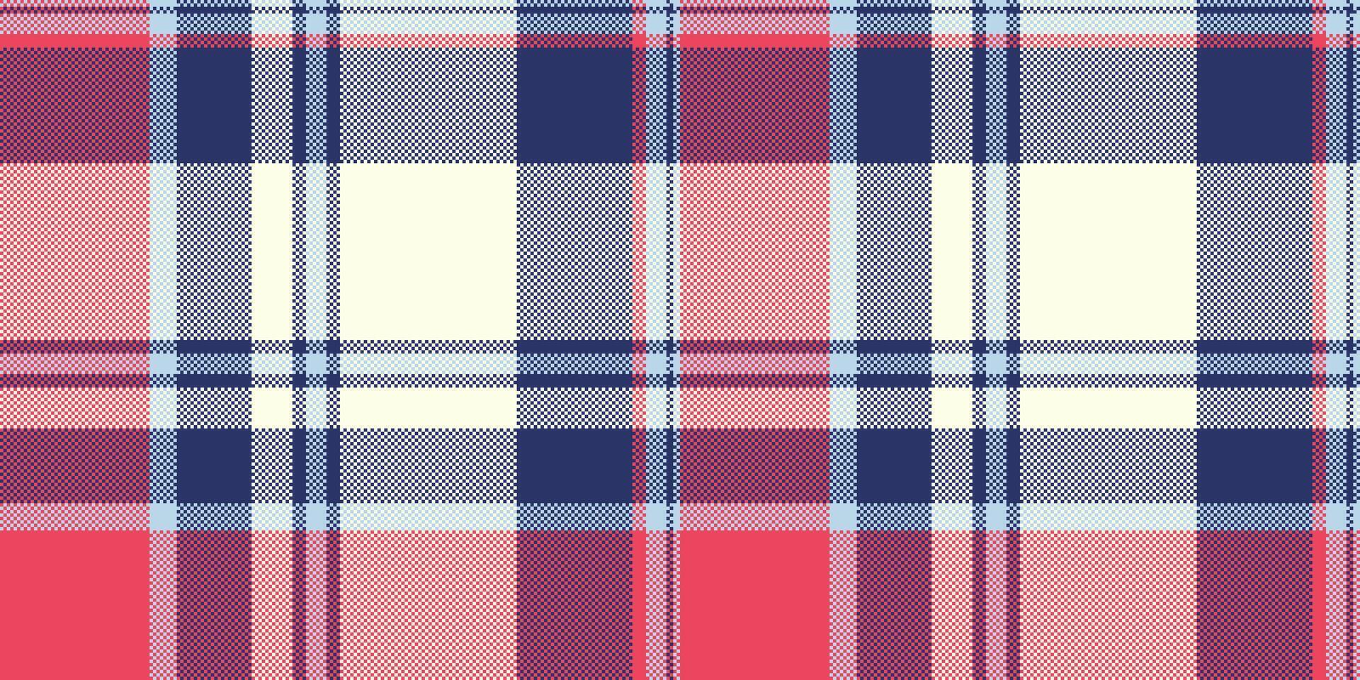 Vibrant pink, navy, and cream plaid pattern. Perfect for textile design, fashion, or website backgrounds. This seamless texture offers a fresh, modern take on classic plaid. vector
