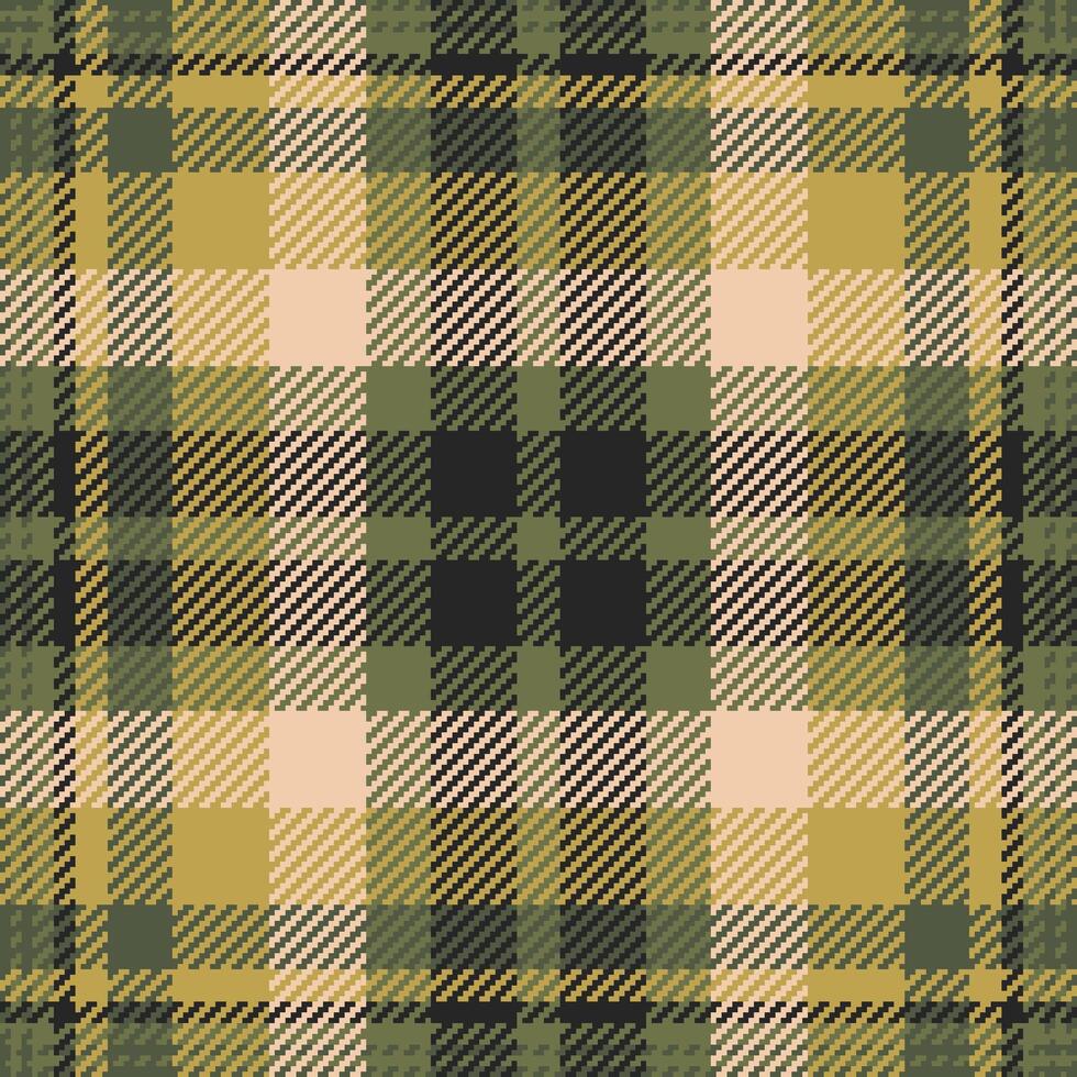 Elegant olive, beige, and black plaid pattern. Perfect for textile design, fashion, home decor, or website backgrounds. Subtle texture adds visual interest. vector