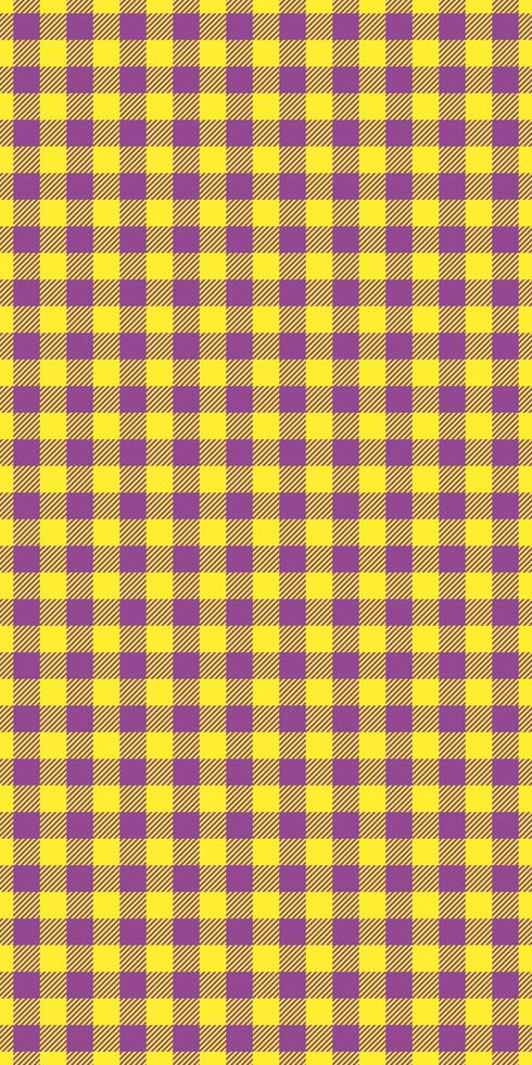 Bold texture seamless fabric, show tartan textile plaid. Hounds tooth check background pattern in yellow and purple colors. vector