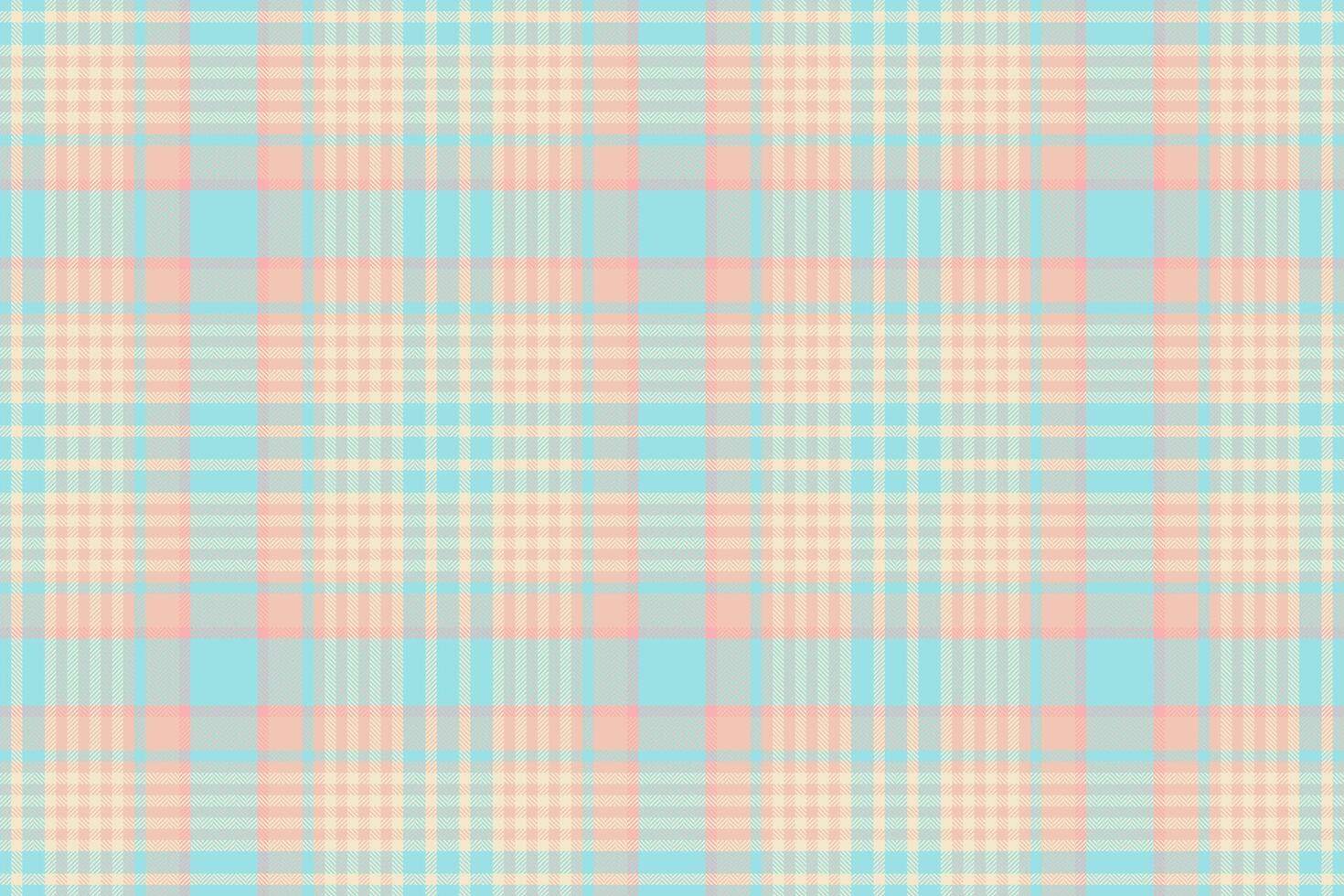 Soft pastel plaid pattern in calming peach, blue, and cream tones. Ideal for textile design, website backgrounds, or stationery. Evokes feelings of serenity and gentle femininity. vector