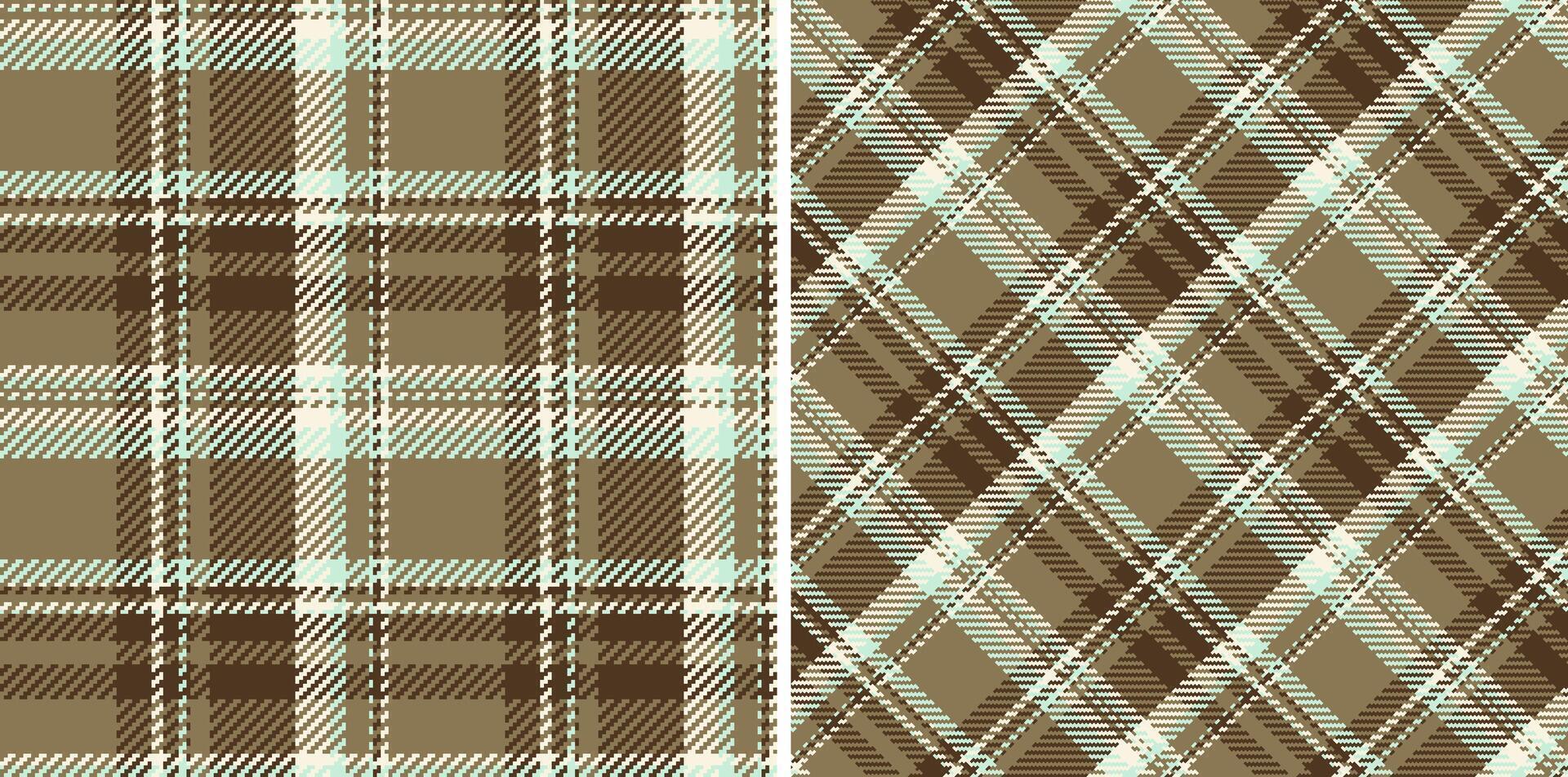 Textile fabric of check tartan texture with a background plaid seamless pattern. Set in earth colors for perfect fashion choices for any occasion. vector
