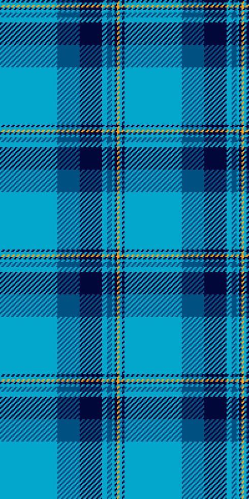 Good texture plaid check, mature tartan pattern textile. Scottish seamless background fabric in cyan and dark colors. vector