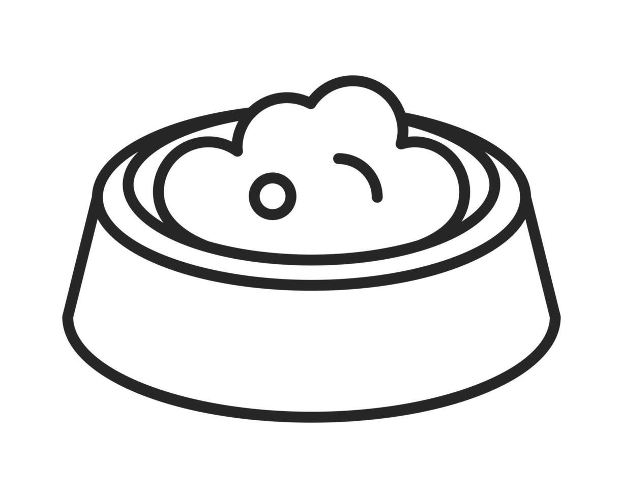 Simple line art of a pet food bowl filled. Represents animal care, domestic life, and feeding. Versatile graphic for websites, apps, and print projects. vector