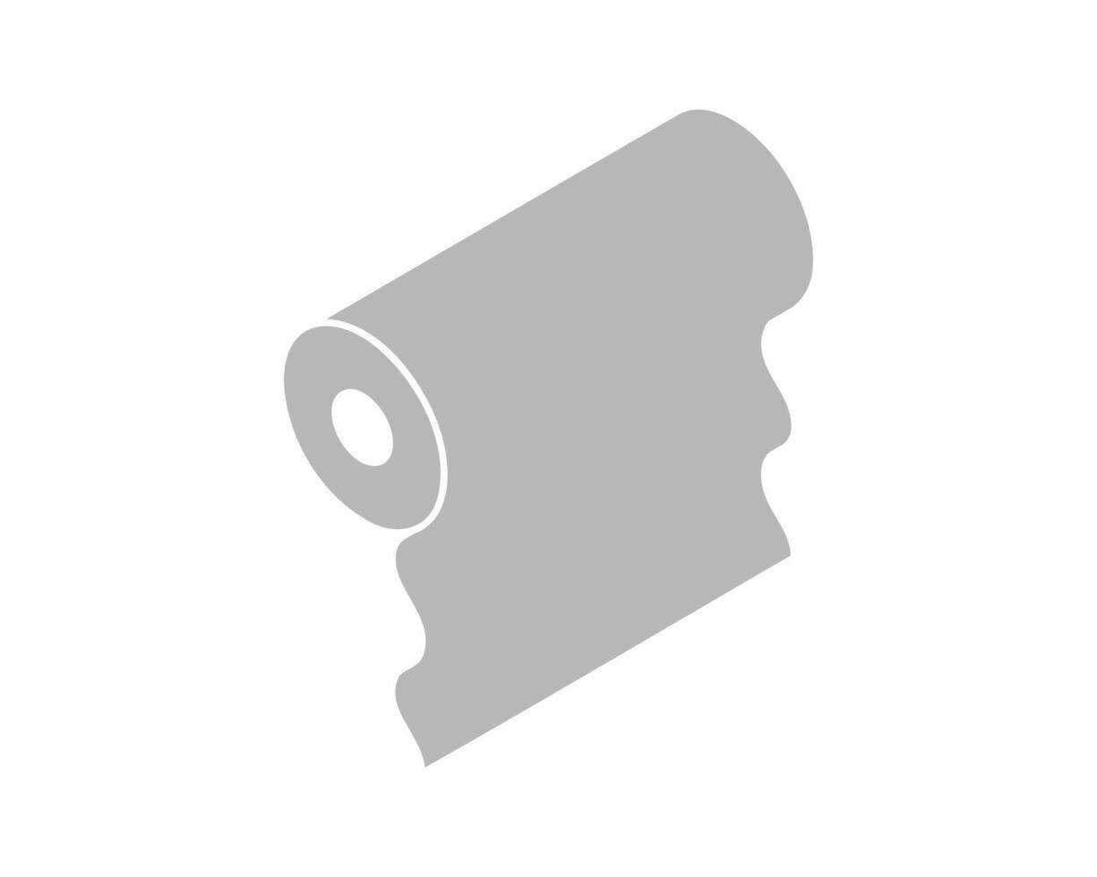 Simple gray isometric illustration of a roll of paper unfurling. Represents new beginnings, potential, process, or unfolding information. vector