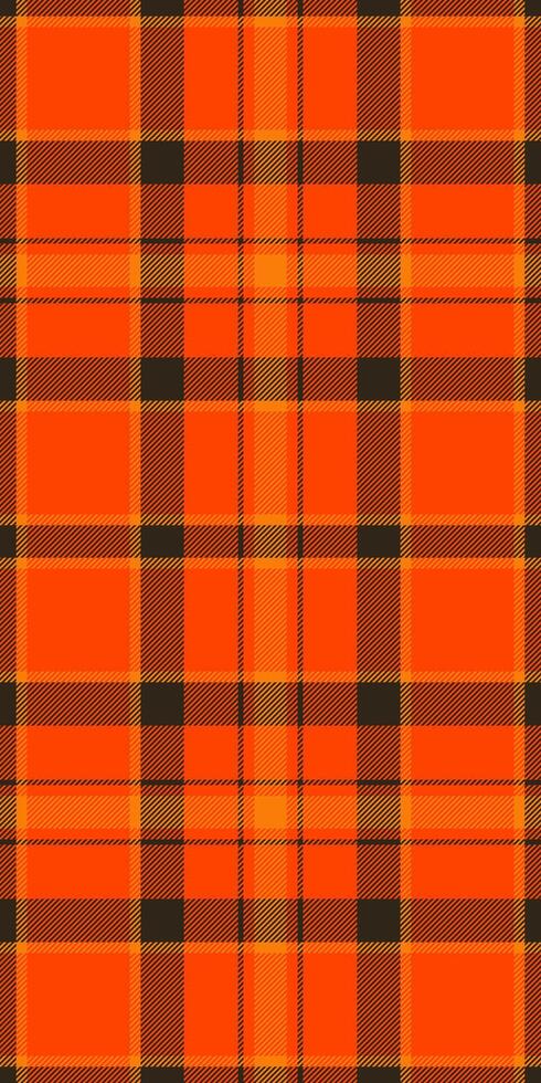 Trend check seamless tartan, picnic pattern texture. Finish textile background plaid fabric in orange red and dark colors. vector