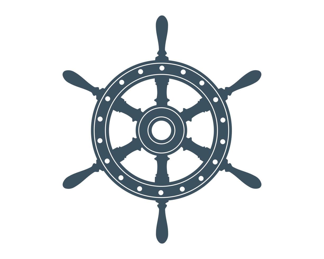 Nautical steering wheel illustration. Clean, minimalist design evoking adventure, guidance, and control. Ideal for themes relating to sailing or leadership. vector