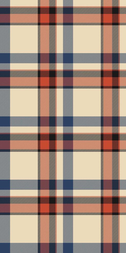 Cool check seamless pattern, greeting card tartan texture . Bandana textile fabric plaid background in light and red colors. vector