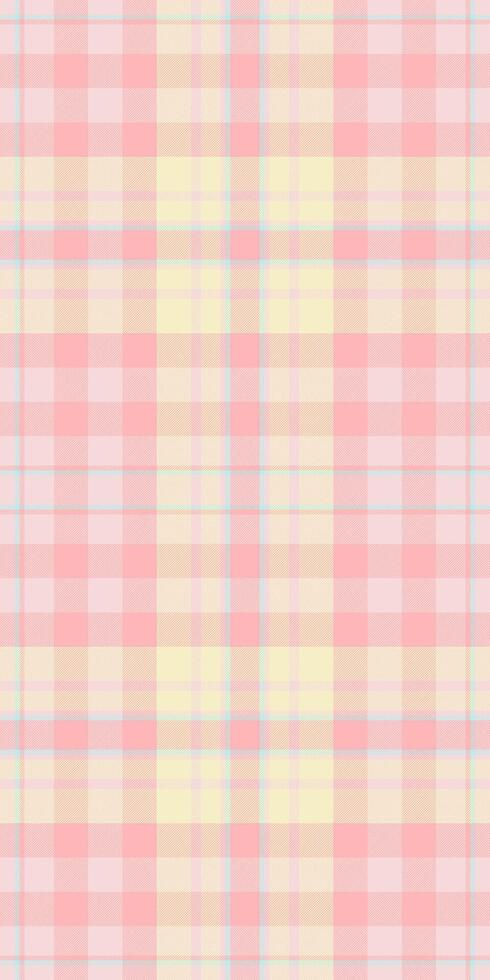 Pastel pink and yellow plaid pattern. Perfect for backgrounds, textiles, or scrapbooking. Soft, gentle, and evokes feelings of warmth and comfort. vector