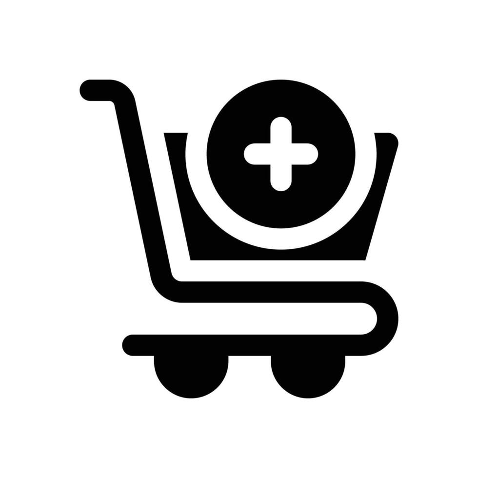 add to cart glyph icon. Strong and solid icon for websites and mobile apps. vector