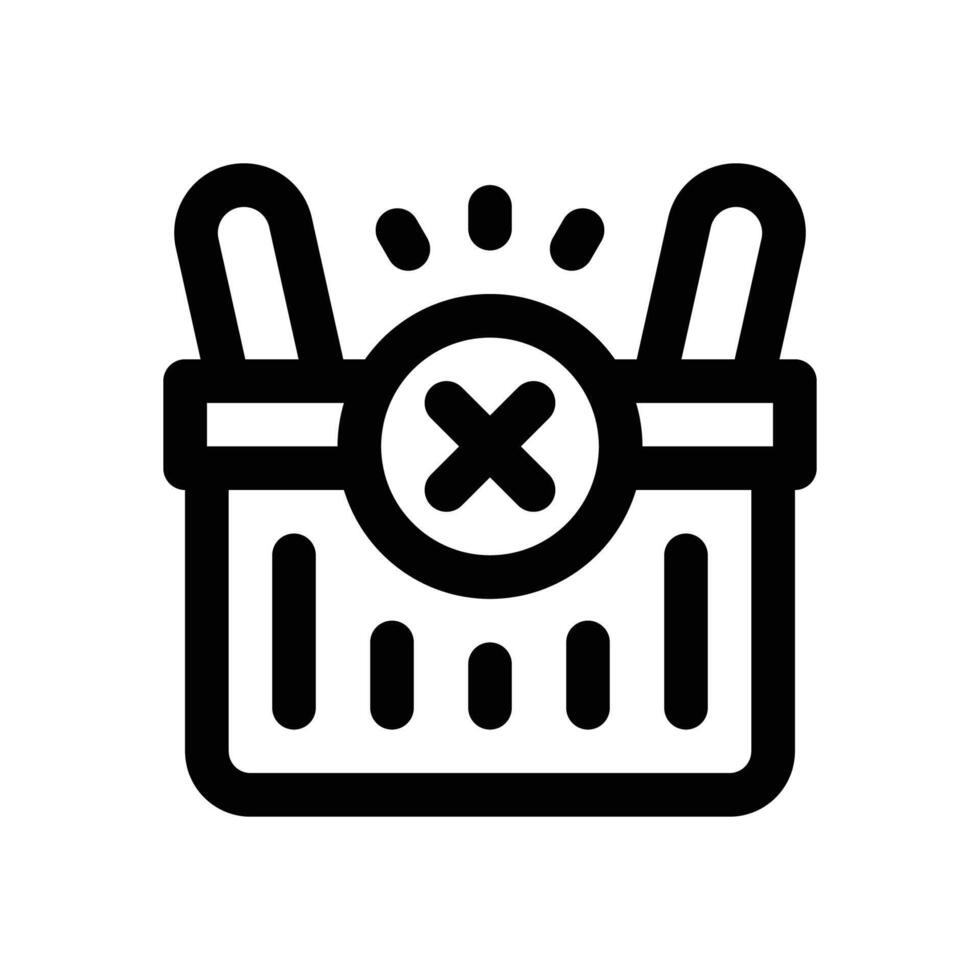 remove from basket line icon. Clean and minimalist icon for websites and mobile apps. vector