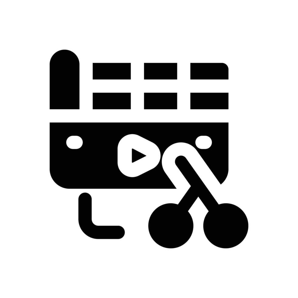 film edit glyph icon. Strong and solid icon for websites and mobile apps. vector