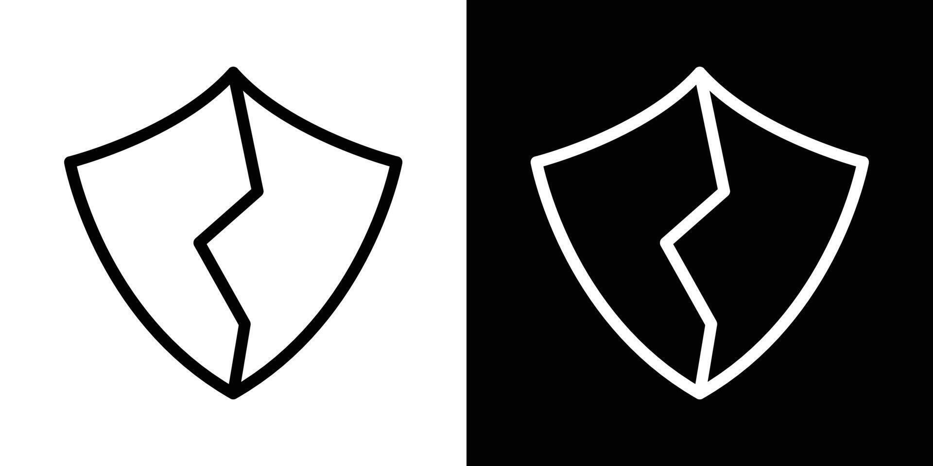 Broken shield icons vectors set in stroke line style.. EPS10