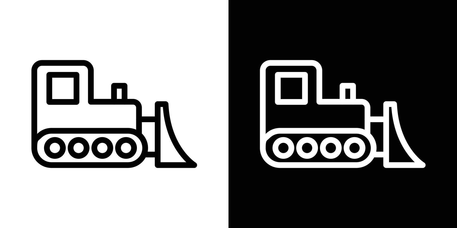 Bulldozer icons vectors set in stroke line style.. EPS10