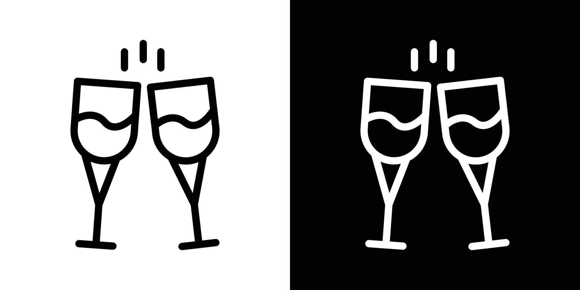 Champagne glasses icons vectors set in stroke line style.. EPS10