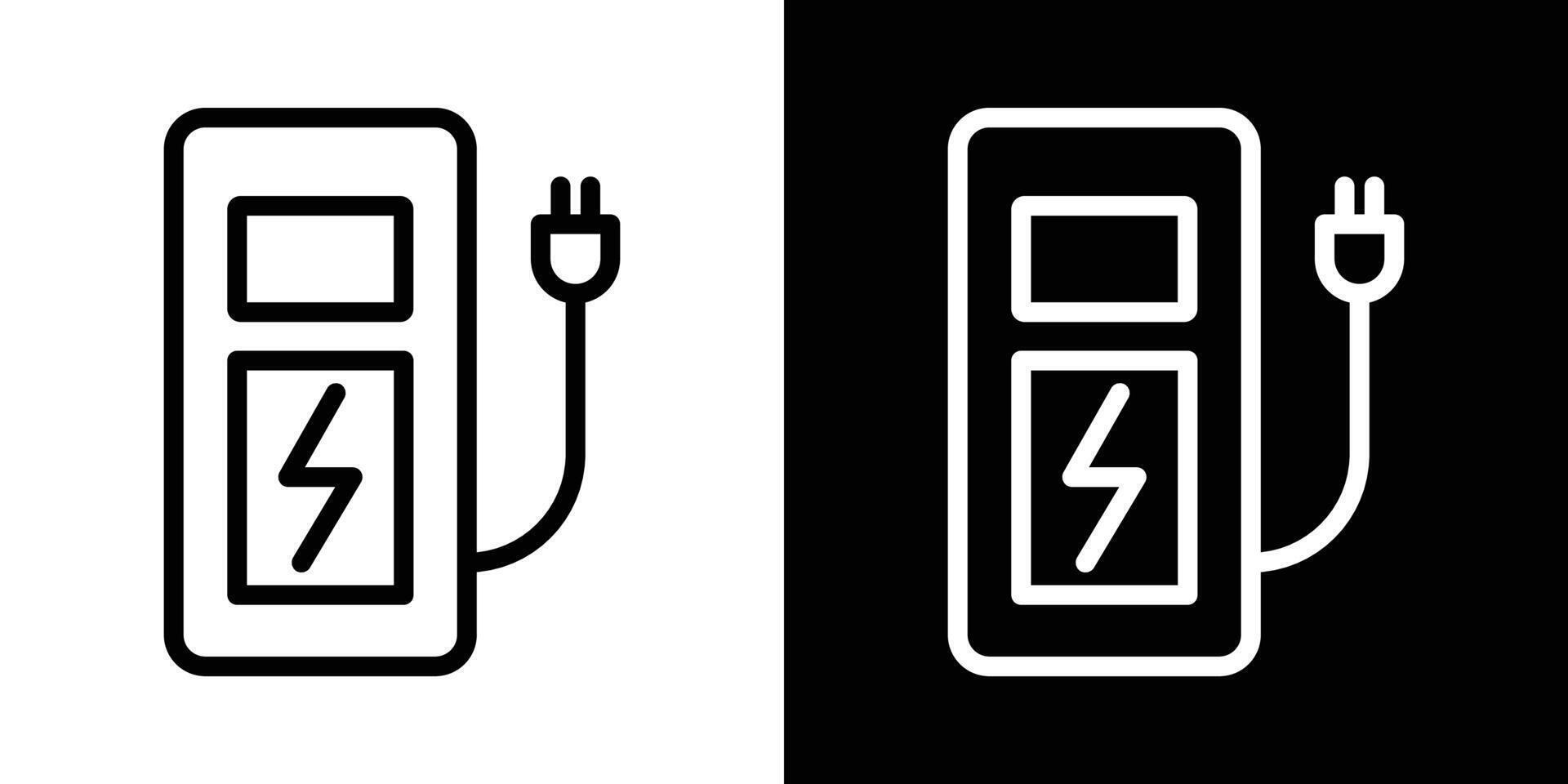 Charging station icons vectors set in stroke line style.. EPS10