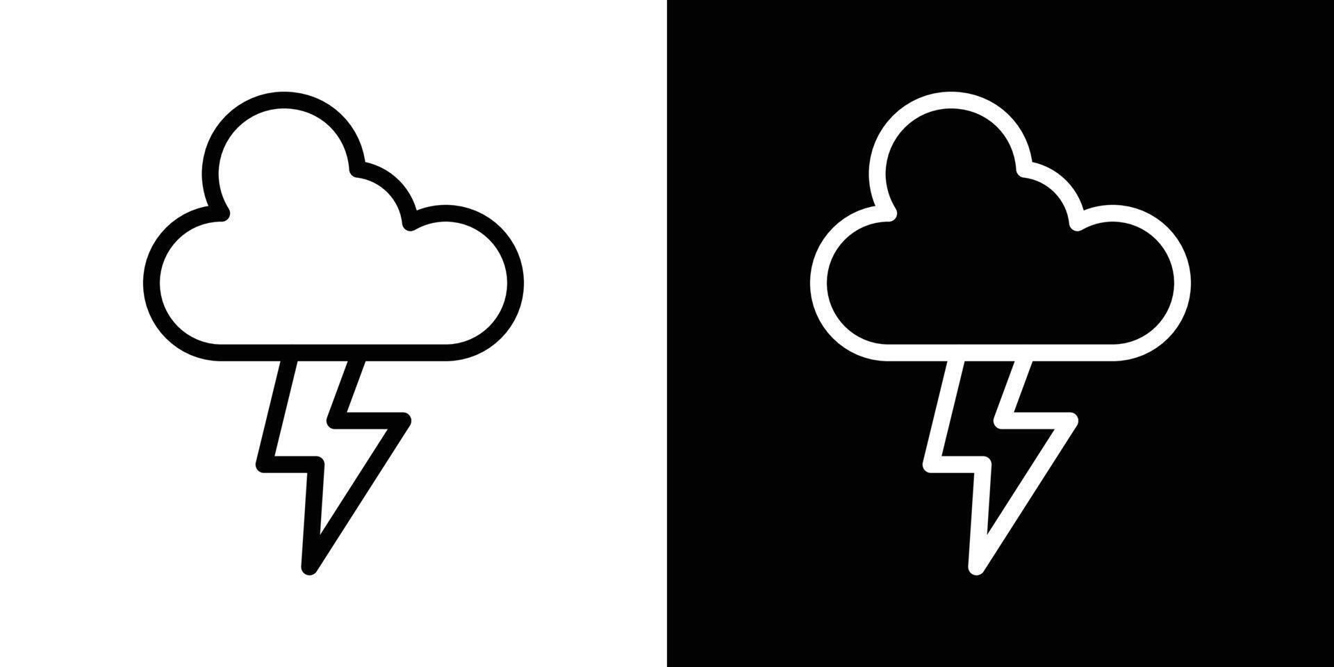 Cloud lightning icons vectors set in stroke line style.. EPS10