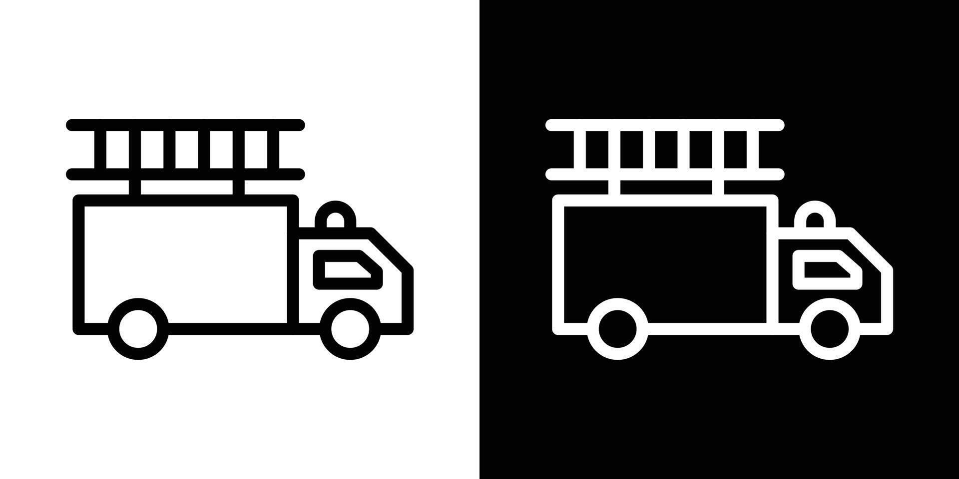 Fire truck icons vectors set in stroke line style.. EPS10