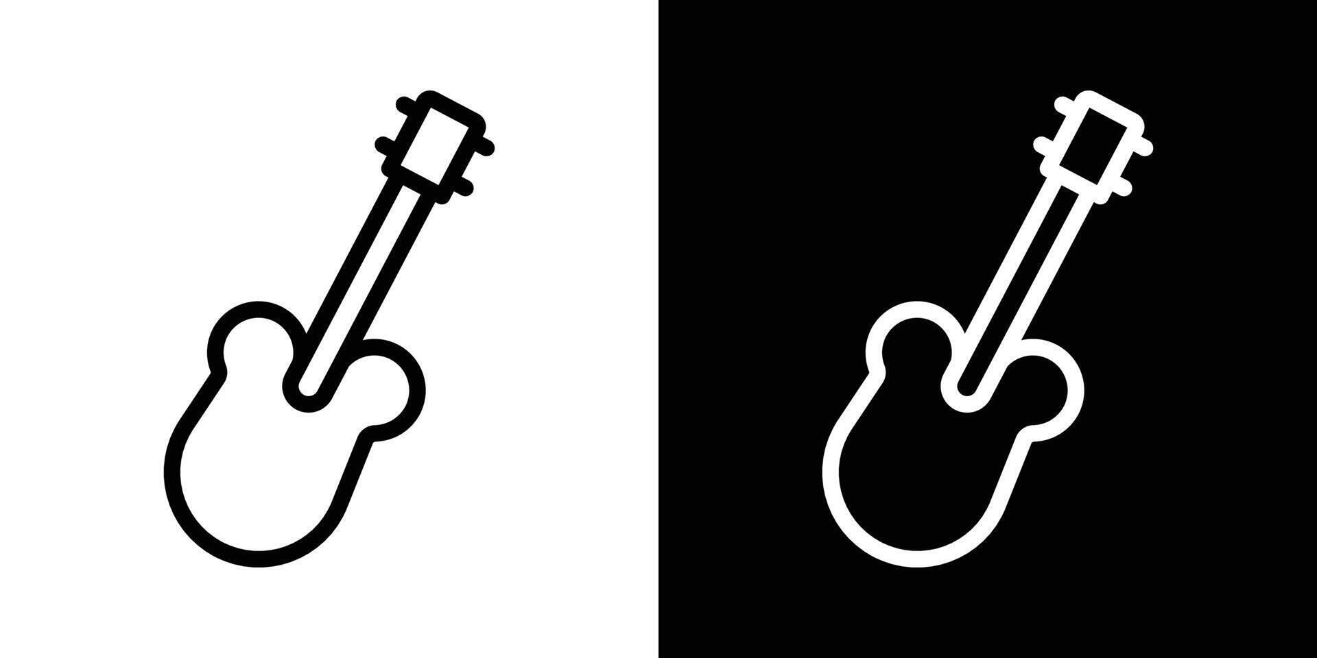 Guitar icons vectors set in stroke line style.. EPS10