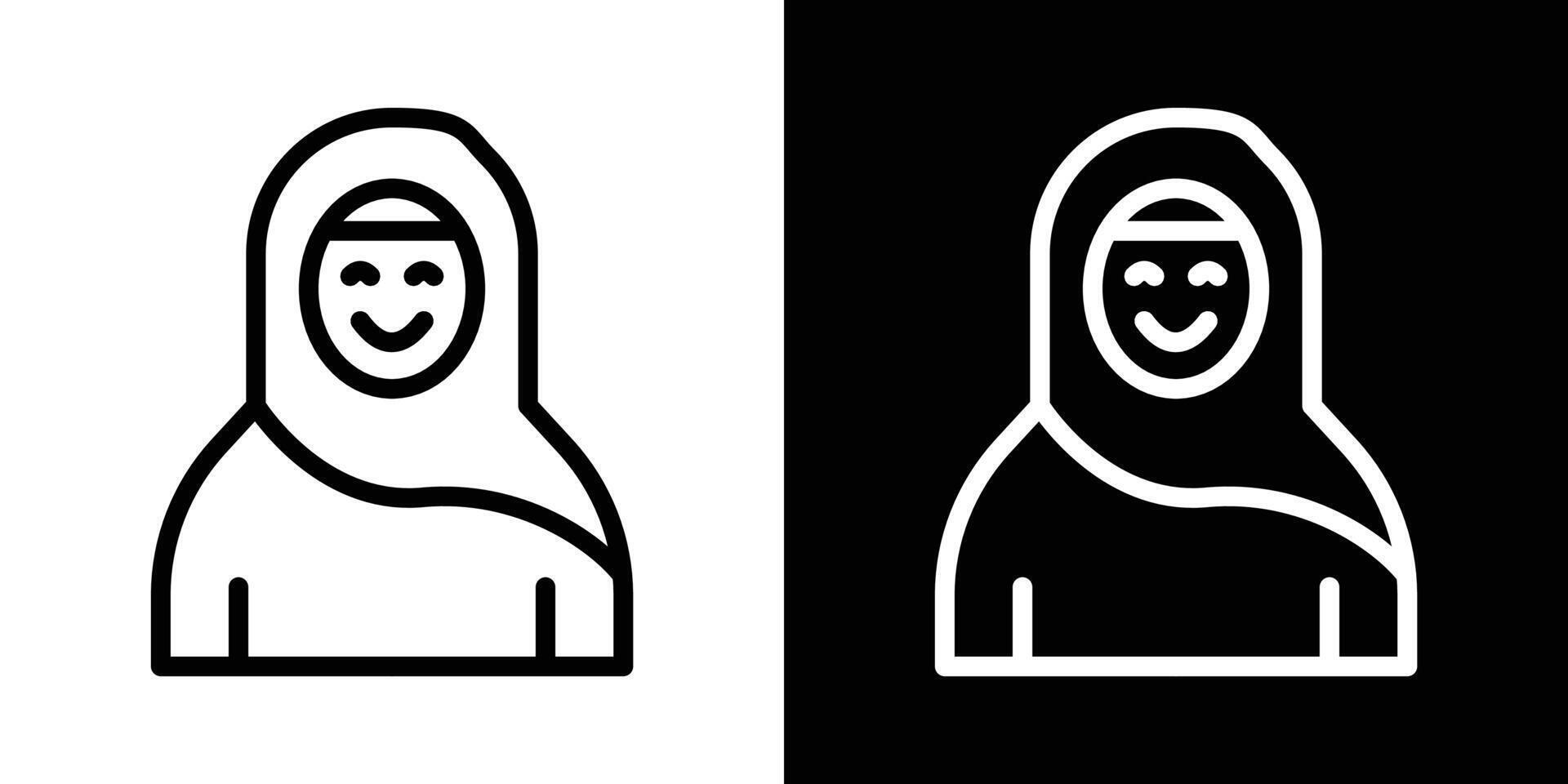 Muslim woman icons vectors set in stroke line style.. EPS10