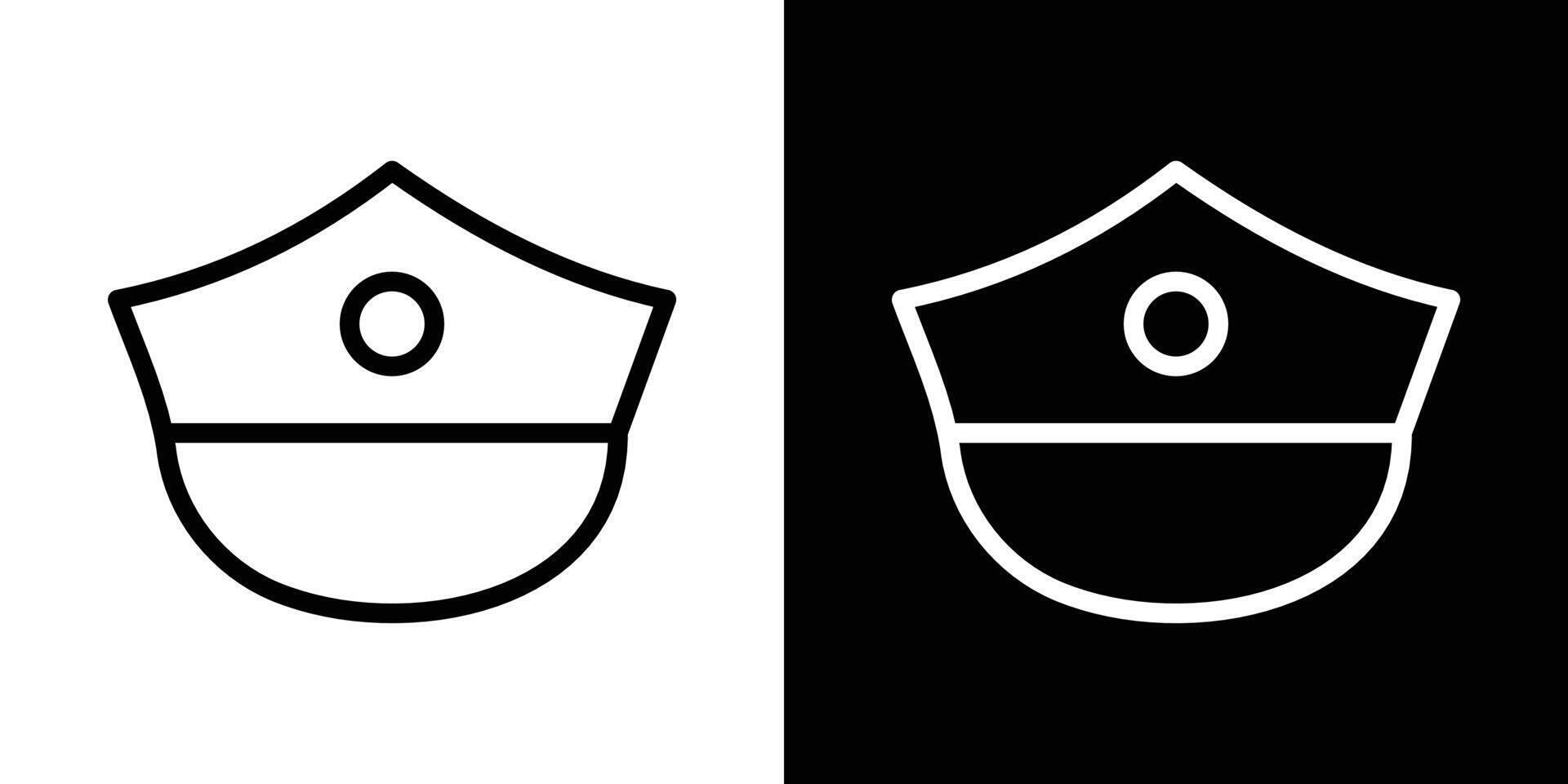 Police cap icons vectors set in stroke line style.. EPS10