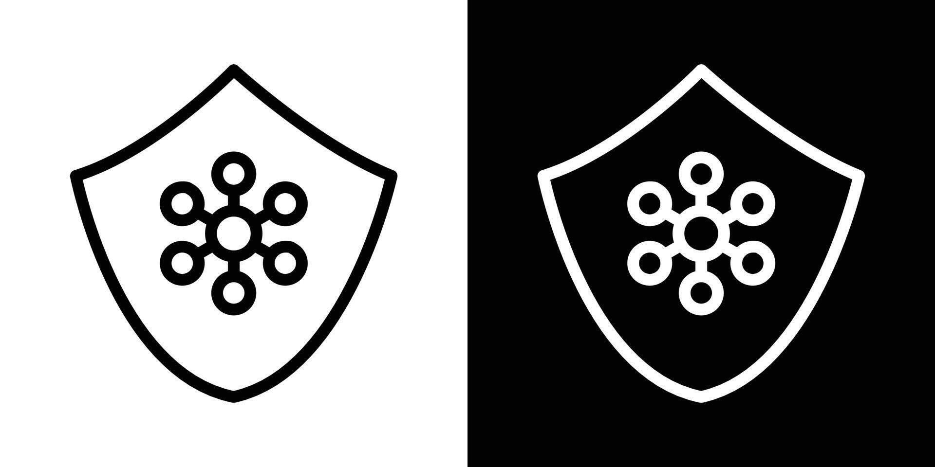 Virus protection shield icons vectors set in stroke line style.. EPS10