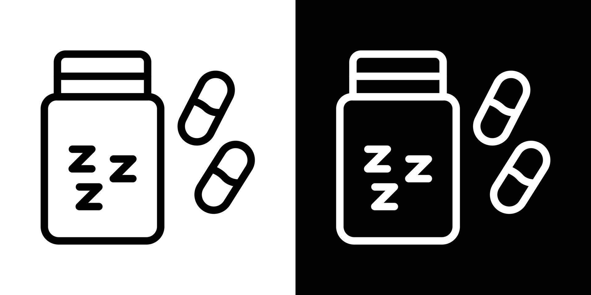 Sleeping pills icons vectors set in stroke line style.. EPS10
