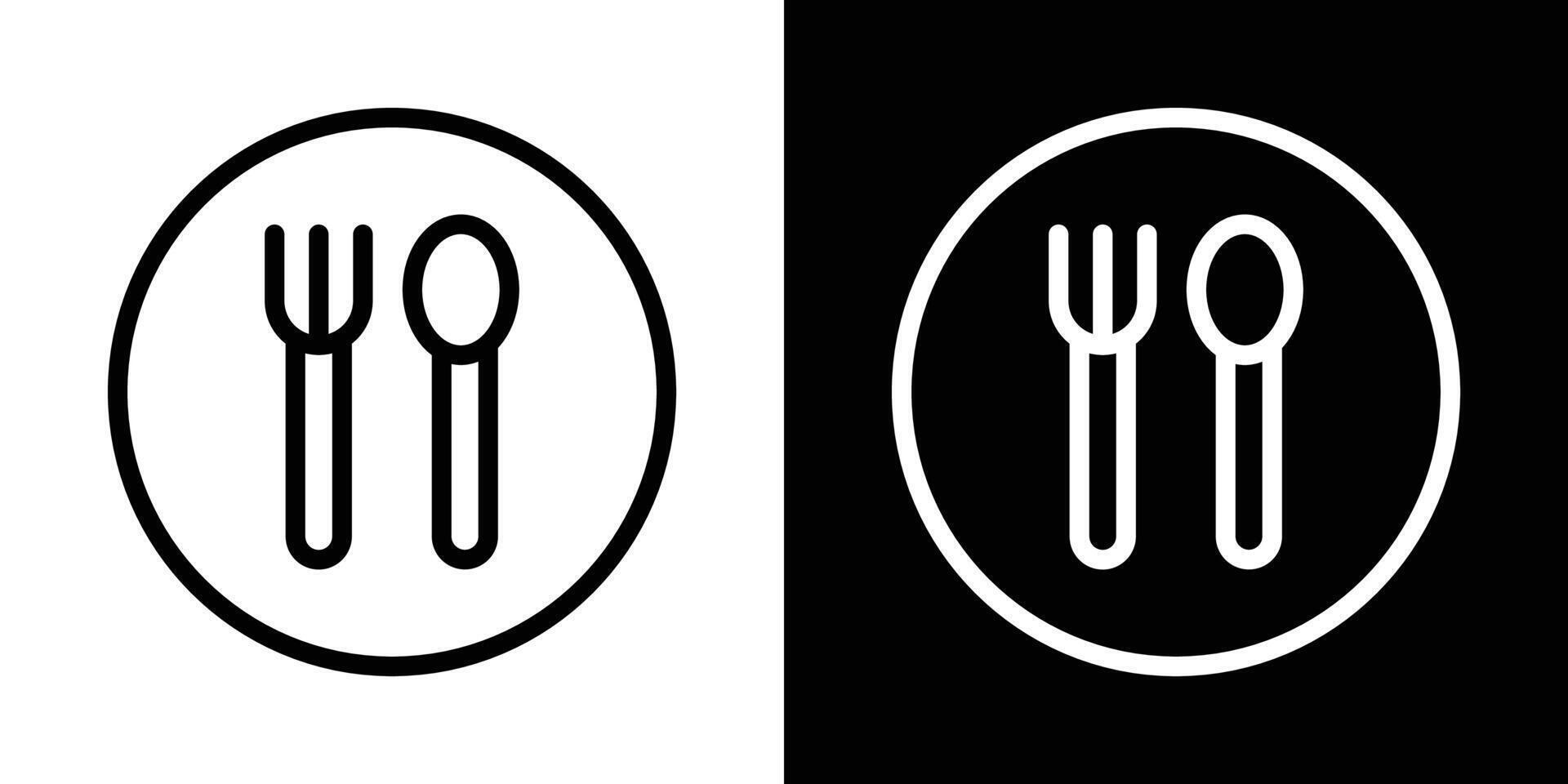 Spoon and fork icons vectors set in stroke line style.. EPS10