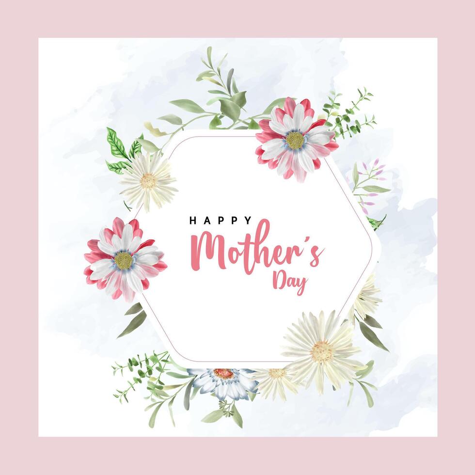 Happy Mother's Day design frame with flowers vector