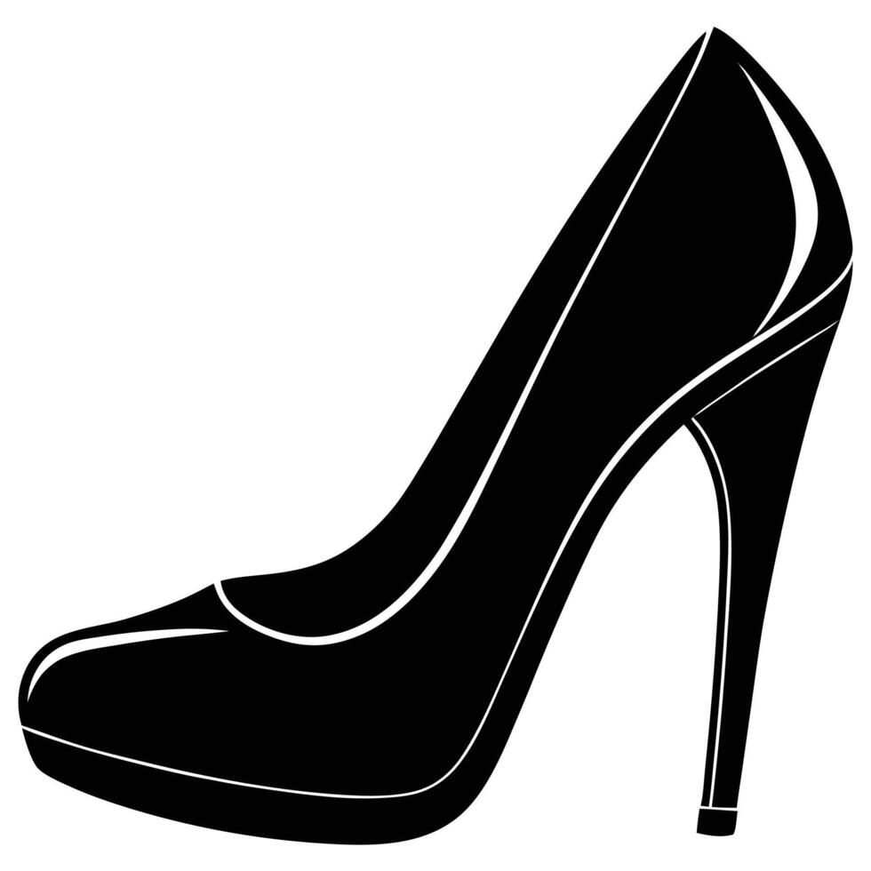 A black high heel shoe on a white background vector