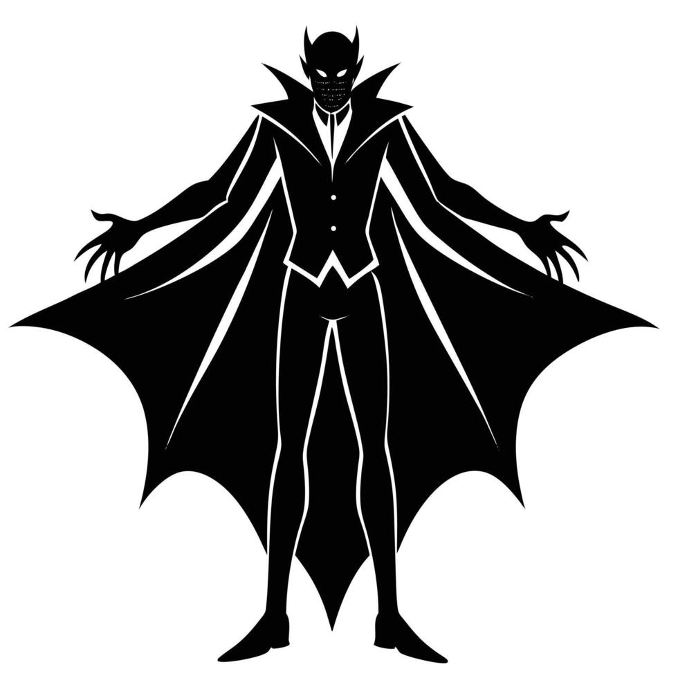 A silhouette of a batman with his arms out vector