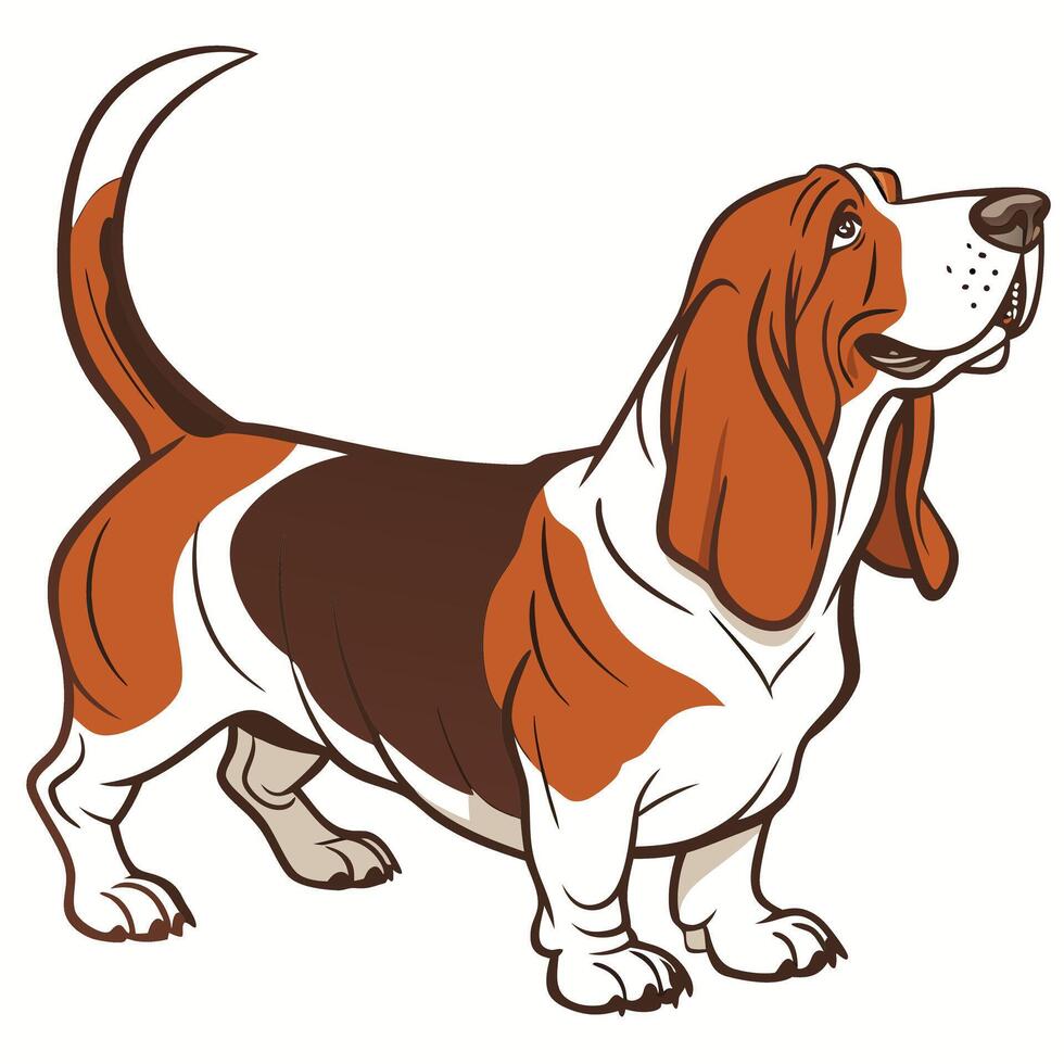 A cartoon dog with brown and white fur standing vector