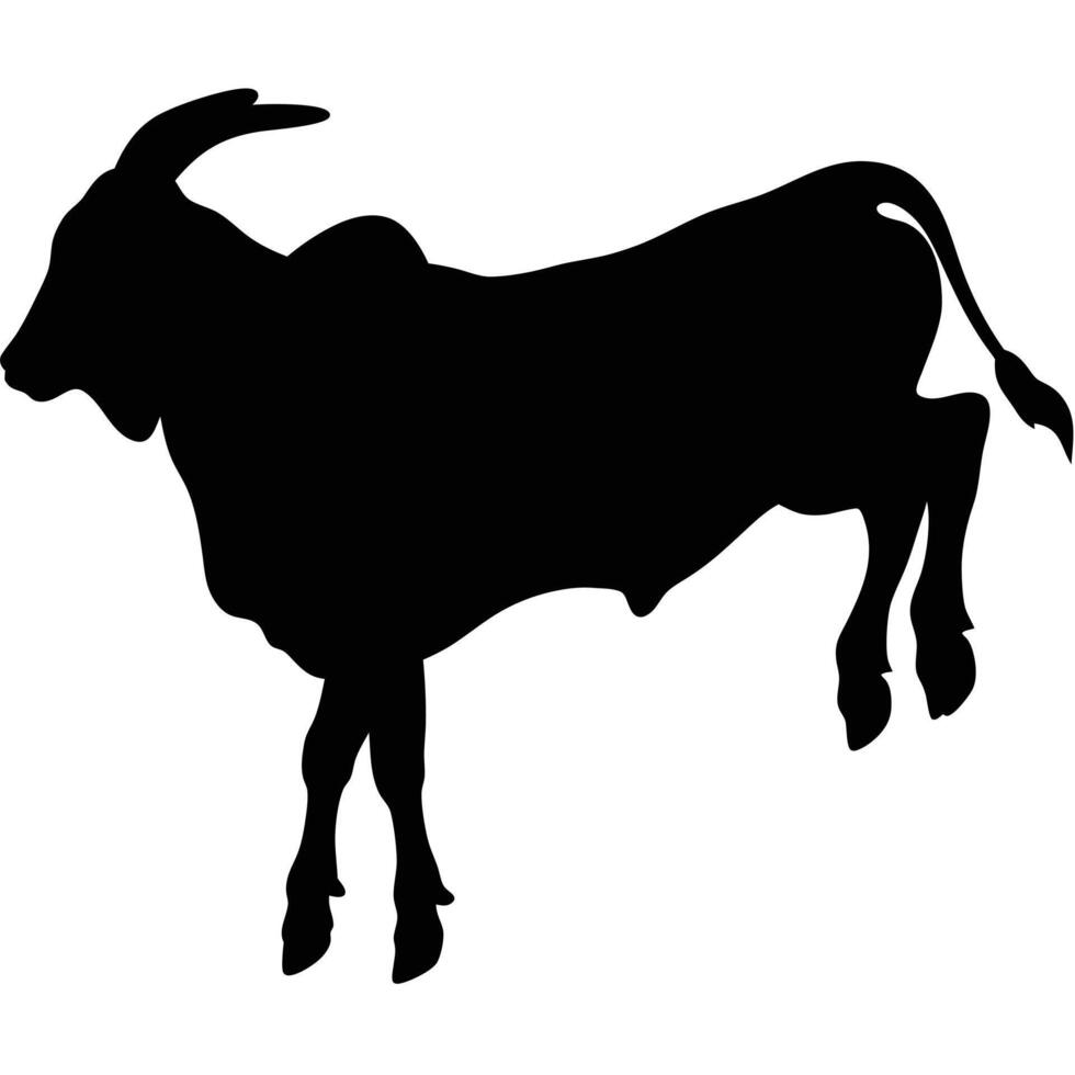 A black silhouette of a bull standing on its hind legs vector