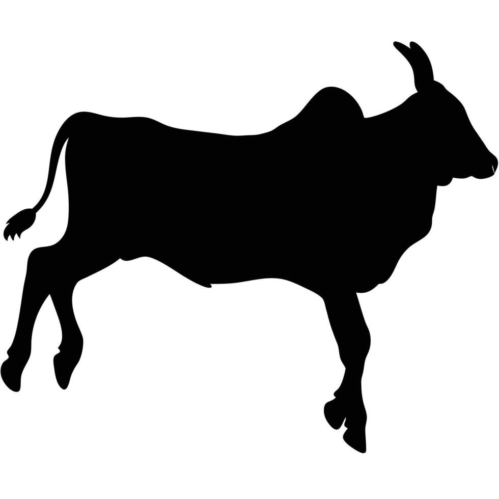 A black silhouette of a bull running vector