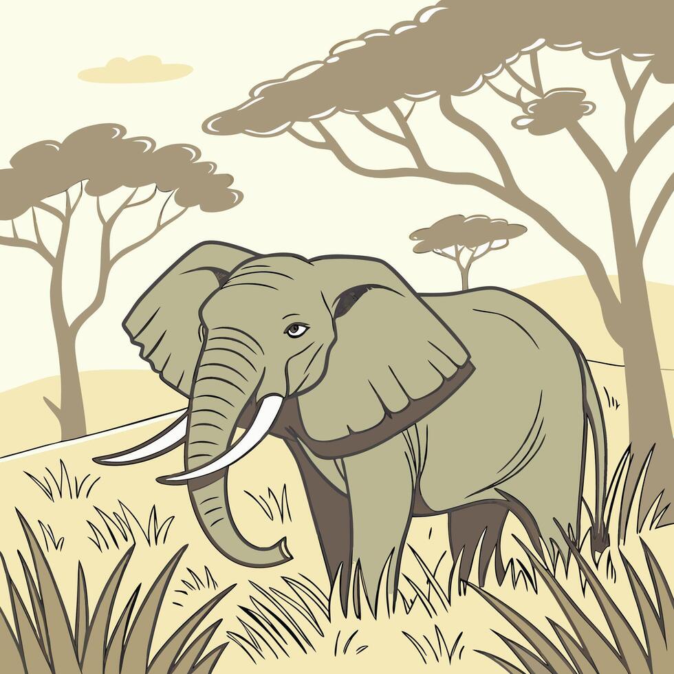 Majestic Elephant in the Safari vector