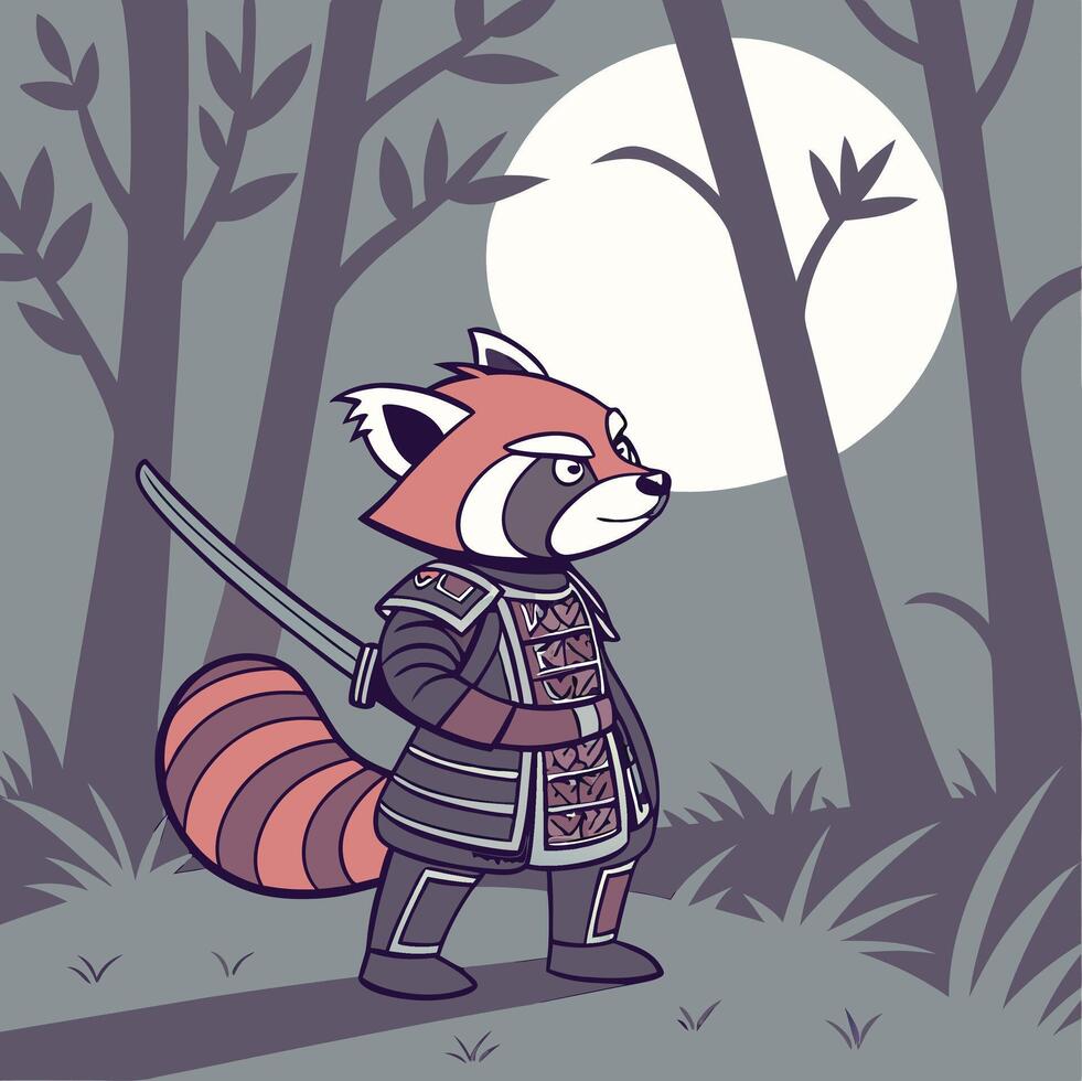 Cute Raccoon in the Forest vector