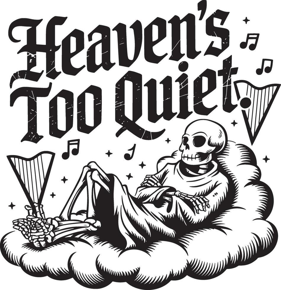 world music day in heaven with a skeleton art vector