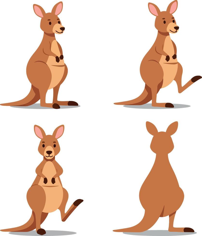 Kangaroo cartoon illustrations for t-shirt printing and creative projects design ideas vector