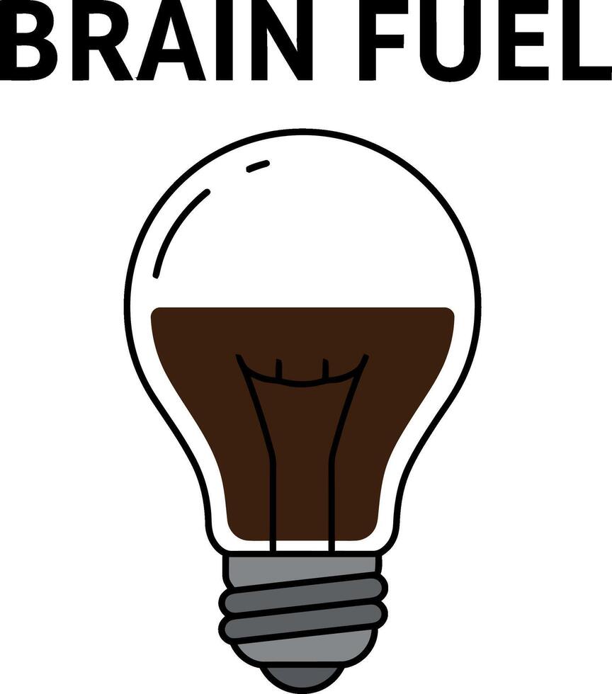 Light Bulb Coffee Brain Fuel Illustration for Tshirt and Drink Projects vector