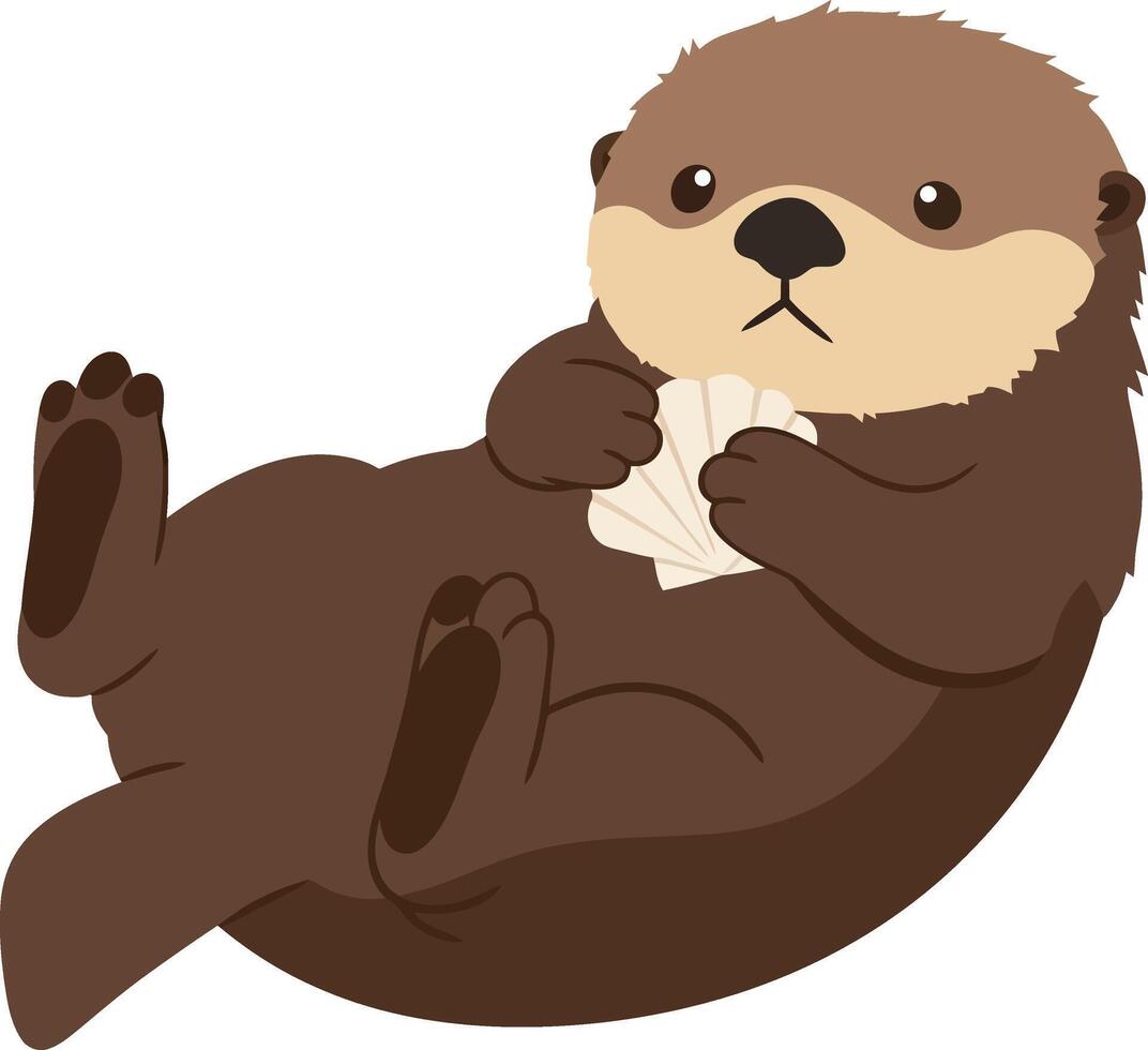 Otter holding seashell illustration ideal for t-shirt printing projects and creative designs vector