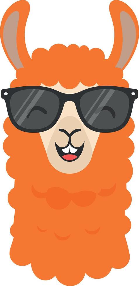Cool orange llama head with sunglasses illustration for t-shirt print projects vector