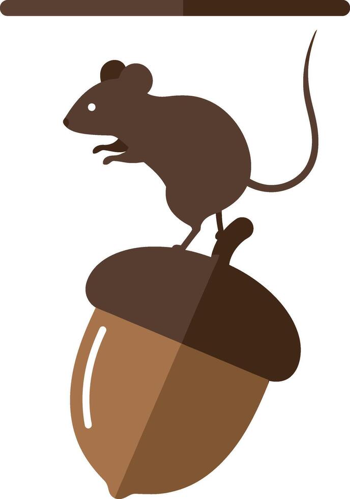 Mouse Sitting on Acorn Illustration for and T-shirt Printing Design vector