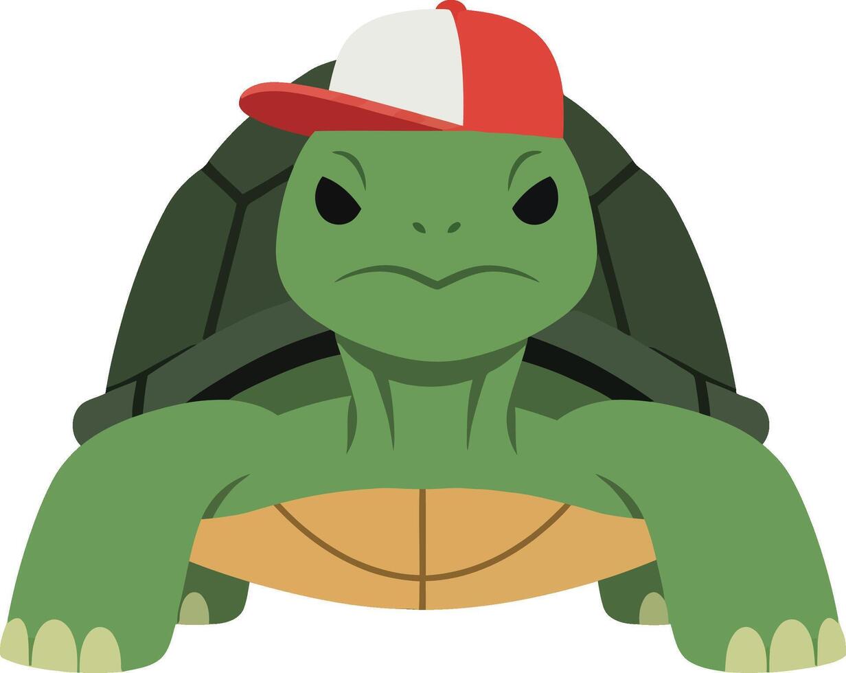 Turtle with Red Cap Illustration for T-shirt Printing and Creative Projects vector