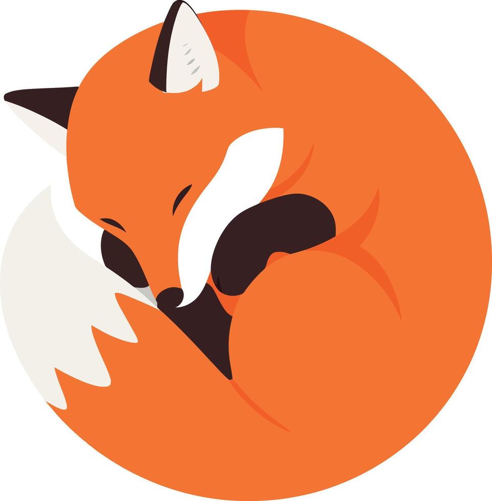 Sleeping fox curled up illustration ideal for t-shirt printing and cup designs vector